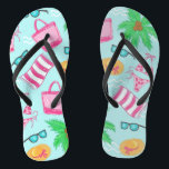Preppy Beach Bikini Towel Palm Tree Towel Flip Flops<br><div class="desc">These preppy beach flip flops are the perfect favor for a girl's weekend,  wedding,  or reunion. This beach scene with beach bags,  bikinis,  palm trees,  sunglasses,  beach bags,  and beach hats can be found on other products in my store,  PageCreativeDesigns.</div>