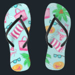 Preppy Beach Bikini Towel Palm Tree Towel Flip Flops<br><div class="desc">These preppy beach flip flops are the perfect favor for a girl's weekend,  wedding,  or reunion. This beach scene with beach bags,  bikinis,  palm trees,  sunglasses,  beach bags,  and beach hats can be found on other products in my store,  PageCreativeDesigns.</div>