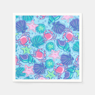 Preppy Beach Shell Crab Napkins