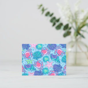 Preppy Beach Shell Crab Note Card