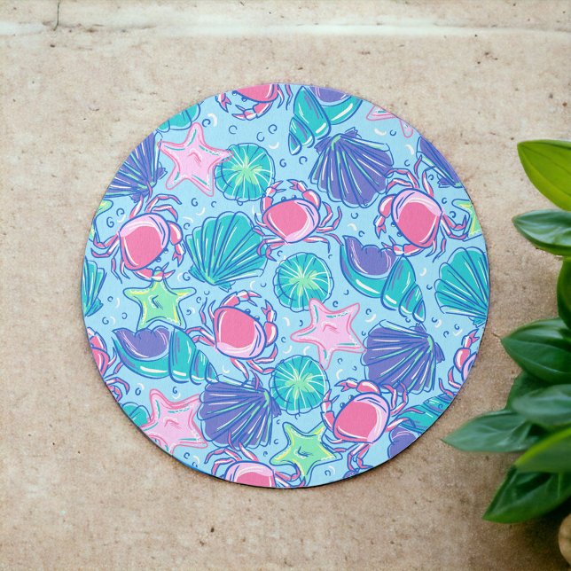 Preppy Beach Shell Crab Outdoor Rug (Creator Uploaded)