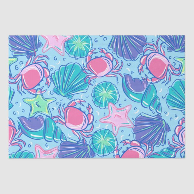 Preppy Beach Shell Crab Tissue Paper (Front)