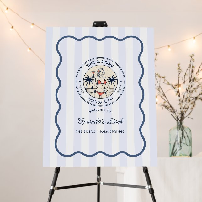 Preppy Beach Tinis & Bikinis Bachelorette Welcome Foam Board (In Situ (Stand))