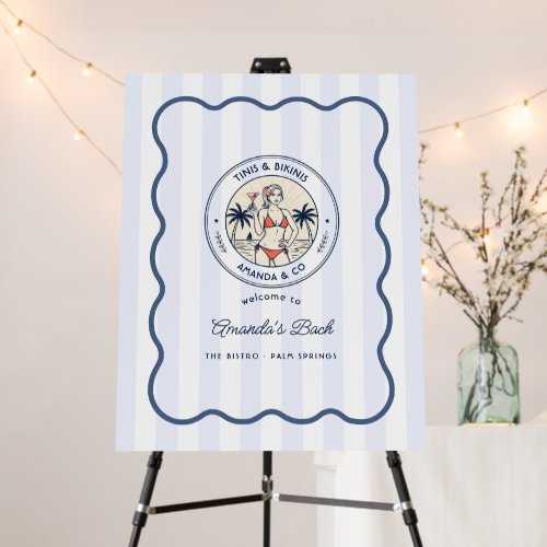Preppy Beach Tinis & Bikinis Bachelorette Welcome Foam Board