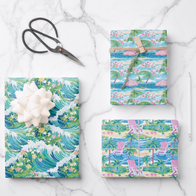 Preppy Beach  Wrapping Paper Sheets (Front)