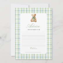 Preppy Bear Baby Shower Boy Advice Game