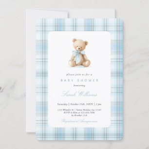 Preppy Bear Baby Shower Boy Invitation