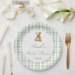 Preppy Bear Baby Shower Boy Paper Plates