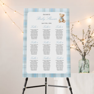 Preppy Bear Baby Shower Boy Seating Chart Foam Board