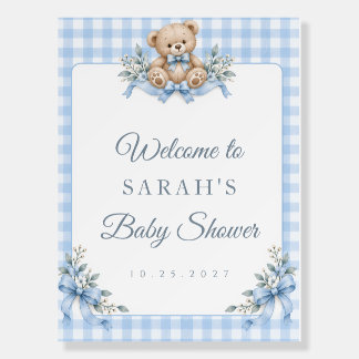 Preppy Bear Baby Shower Boy Welcome Sign