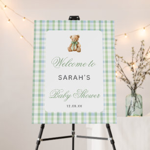 Preppy Bear Baby Shower Boy Welcome Sign