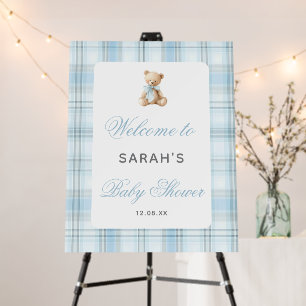 Preppy Bear Baby Shower Boy Welcome Sign