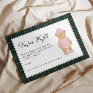 Preppy Bear Baby Shower Diaper Raffle Enclosure Card