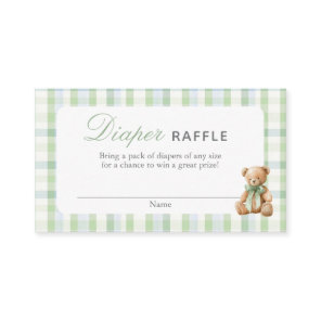 Preppy Bear Boy Diaper Raffle Card