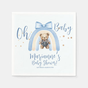 Preppy Bear Overalls Boy Casual Baby Shower Napkins