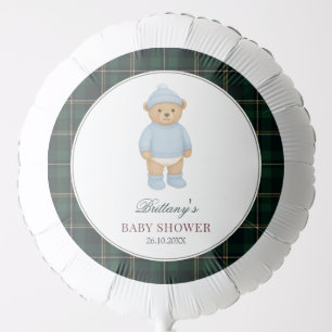 Preppy Bear Plaid Baby Shower Balloon