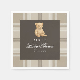Preppy Bear Soft Neutral Baby Shower Napkins