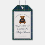 Preppy Bear Tartan Pattern Boy Baby Shower Favors Gift Tags