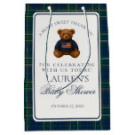 Preppy Bear Tartan Pattern Boy Baby Shower Favors Medium Gift Bag