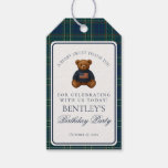 Preppy Bear Tartan Pattern Boy Birthday Favors Gift Tags
