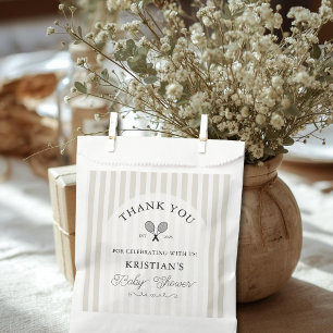 Preppy Beige Tennis Chic Baby Shower Thank You Favor Bag