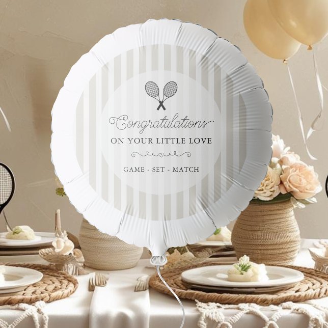 Preppy Beige Tennis Theme Chic Baby Shower Balloon (beige striped preppy baby shower tennis theme balloon)