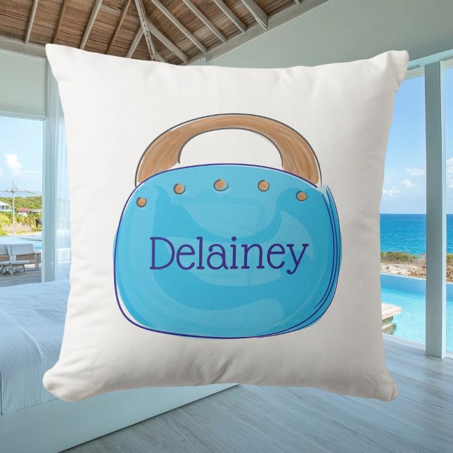 Preppy Bermuda Bag Personalized Coastal  Throw Pillow (Creator Uploaded)