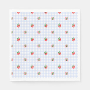 Preppy Berry First Birthday Watercolor Strawberrie Napkins