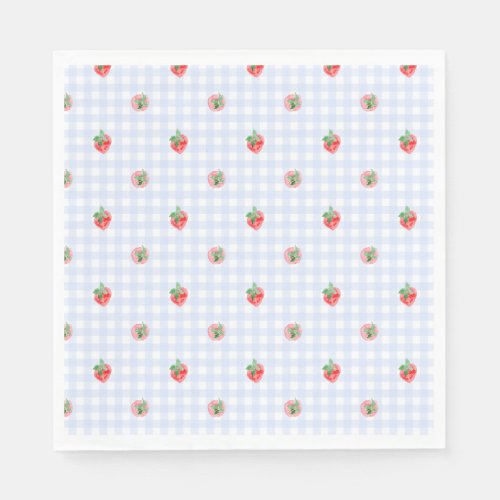 Preppy Berry First Birthday Watercolor Strawberrie Napkins
