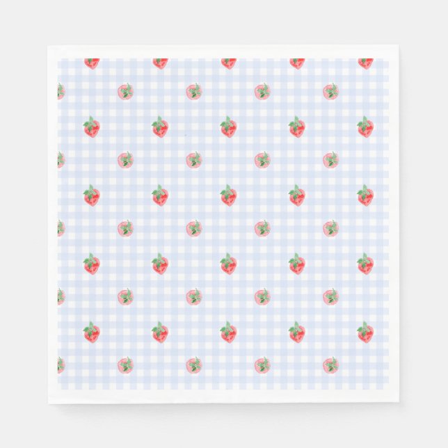 Preppy Berry First Birthday Watercolor Strawberrie Napkins (Front)