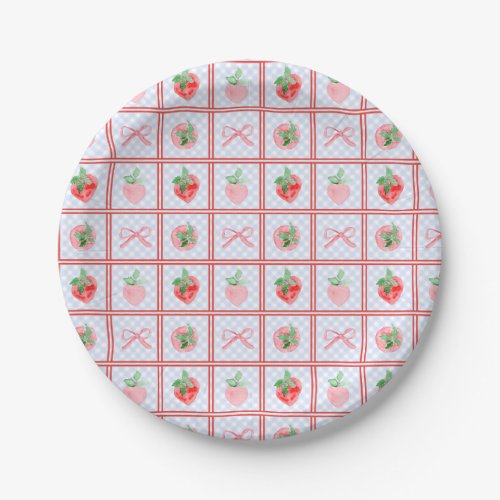 Preppy Berry First Birthday Watercolor Strawberrie Paper Plates