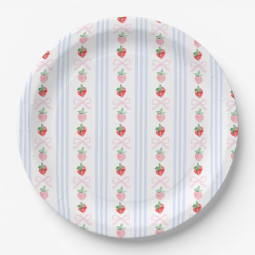 Preppy Berry First Birthday Watercolor Strawberrie Paper Plates