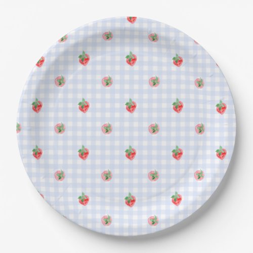 Preppy Berry First Birthday Watercolor Strawberrie Paper Plates