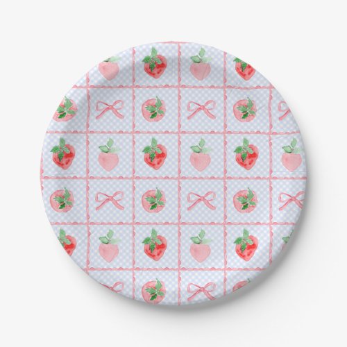 Preppy Berry First Birthday Watercolor Strawberrie Paper Plates