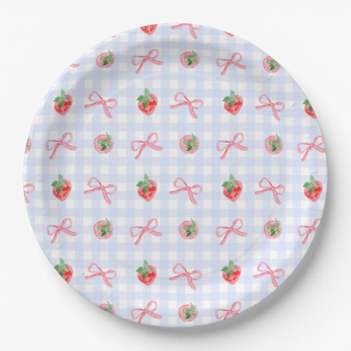 Preppy Berry First Birthday Watercolor Strawberrie Paper Plates