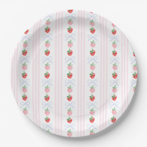 Preppy Berry First Birthday Watercolor Strawberrie Paper Plates