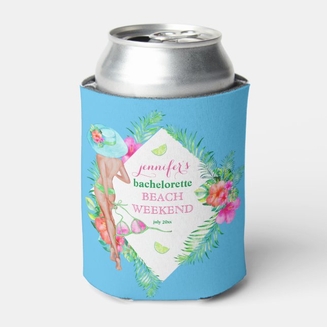 Preppy Bikini Bride Bachelorette Party Weekend Can Cooler (Can Front)