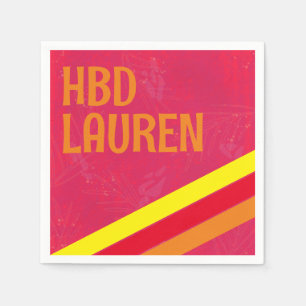 Preppy Birthday Hot Pink Stripe Napkins