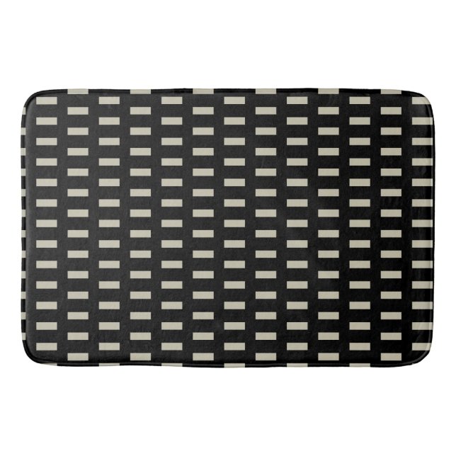  Preppy Black and Ivory  Geometric Pattern Bath Mat (Front)