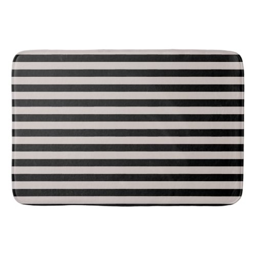  Preppy Black and Sand Stripes Geometric Pattern Bath Mat