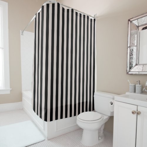  Preppy Black and Sand Stripes Geometric Pattern   Shower Curtain