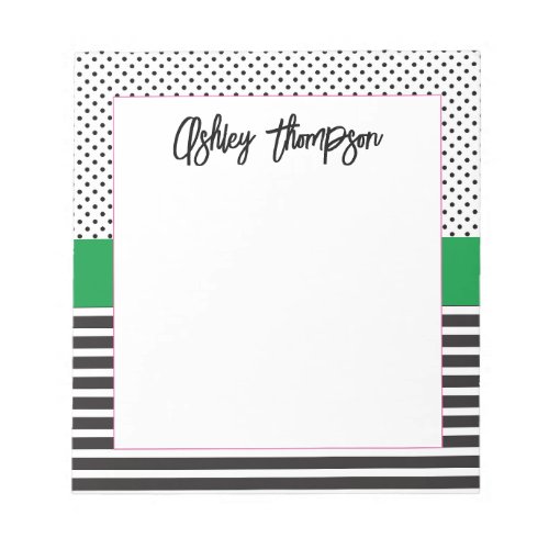 Preppy Black and White Dot Stripe Notepad