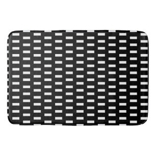 Preppy Black and White Geometric Pattern Bath Mat
