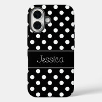 Preppy Black and White Polka Dots Personalized