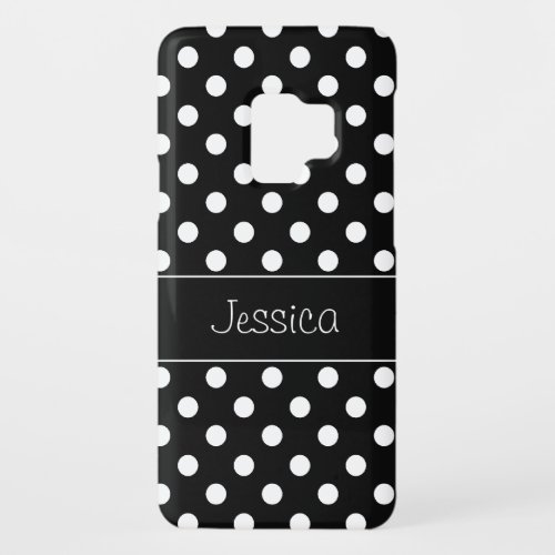 Preppy Black and White Polka Dots Personalized Case_Mate Samsung Galaxy S9 Case