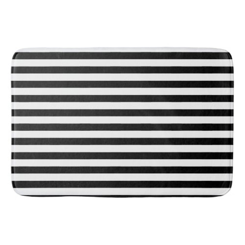  Preppy Black and White Stripes Geometric Pattern Bath Mat