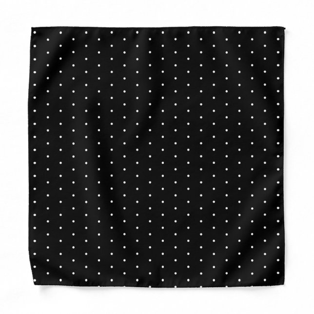 Preppy Black and White Tiny Polka Dots Pattern Bandana (Front)