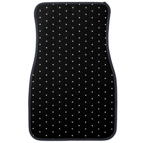  Preppy Black and White Tiny Polka Dots Pattern Car Floor Mat