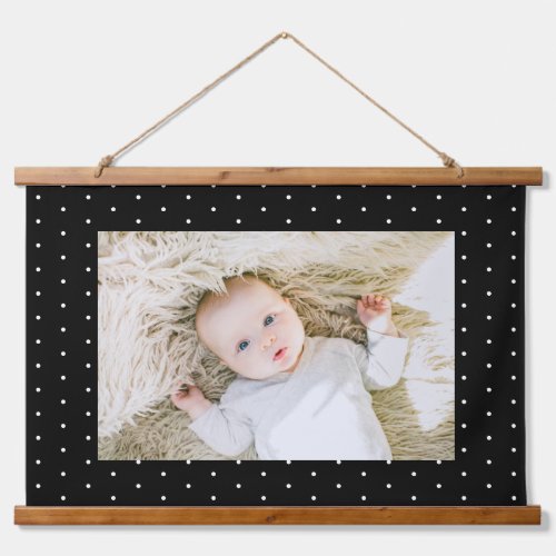  Preppy Black and White Tiny Polka Dots Pattern Hanging Tapestry