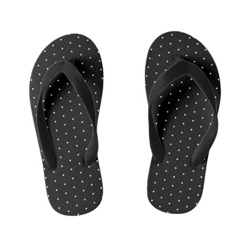  Preppy Black and White Tiny Polka Dots Pattern Kids Flip Flops